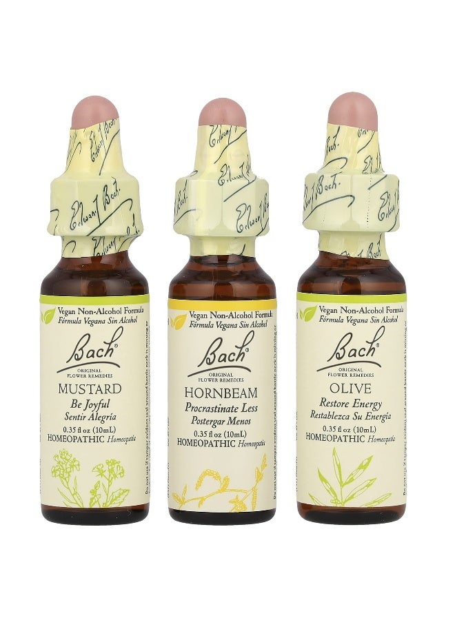 Bach, Original Flower Remedies, Mental Energy Kit, Emotional Ups & Downs, 3 Droppers, 0.35 fl oz (10 ml) Each (Packaging may vary) - Image 1