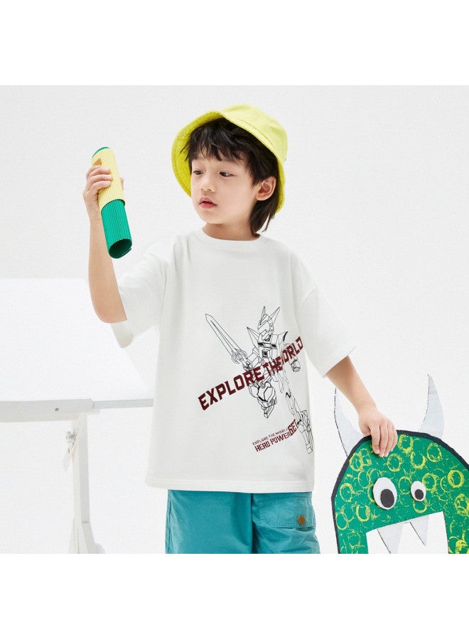 Balabala Moisture-wicking Quick-dry Cotton Parent-child T-shirt Boys' Short Sleeve Top 2025 Summer New Baby Kids Clothing - Image 2