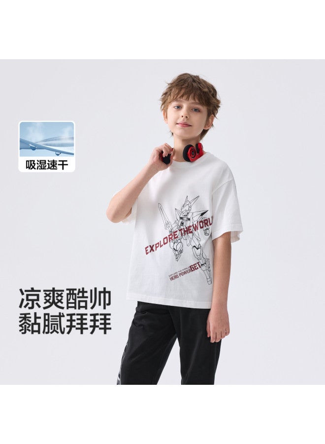 Balabala Moisture-wicking Quick-dry Cotton Parent-child T-shirt Boys' Short Sleeve Top 2025 Summer New Baby Kids Clothing - Image 3