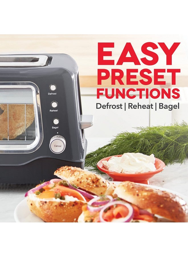 DASH Clear View Toaster: Extra Wide Slot Toaster with See Through Window - Defrost, Reheat + Auto Shut Off Feature for Bagels, Specialty Breads & other Baked Goods - Grey - Image 4