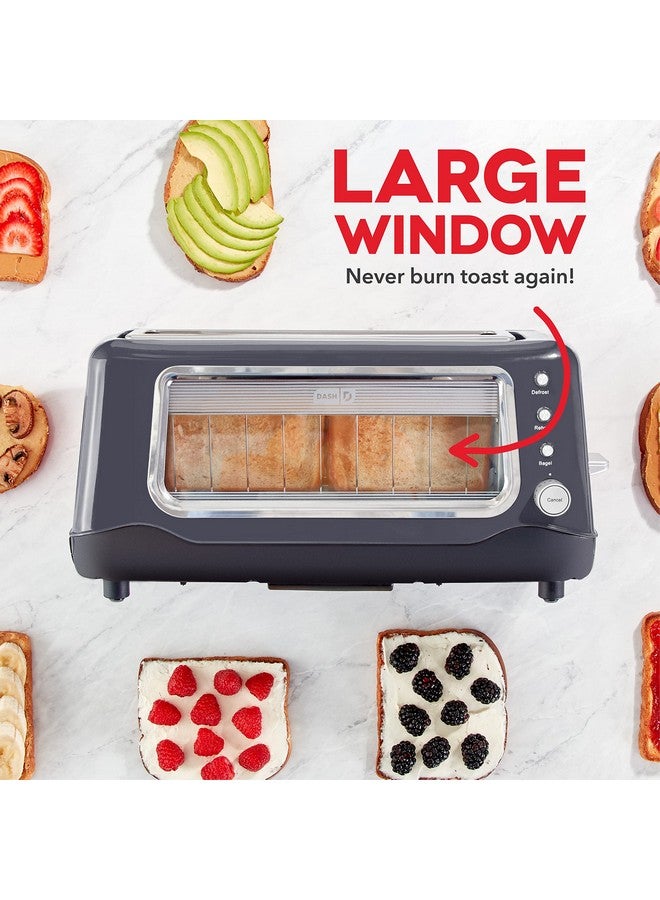 DASH Clear View Toaster: Extra Wide Slot Toaster with See Through Window - Defrost, Reheat + Auto Shut Off Feature for Bagels, Specialty Breads & other Baked Goods - Grey - Image 2