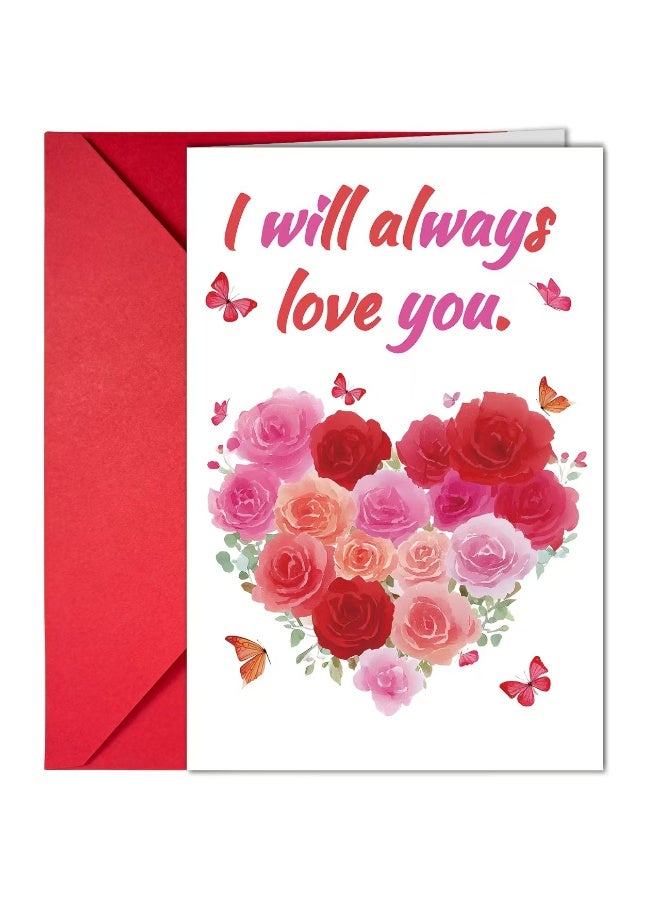 بطاقات تهنئة فارغة جميلة لعيد الحب والاستخدام اليومي -بطاقات "سوف أحبك دائما"، بطاقات عيد الحب، بطاقات الحب، بطاقات الشكر، بطاقات الذكرى السنوية، بطاقات الزفاف، بطاقات الرومانسية، بطاقات الحب، مناسبة للزوجات والأزواج والصديقات والأصدقاء -7"x4.7" (18"x12 سم) - Image 1