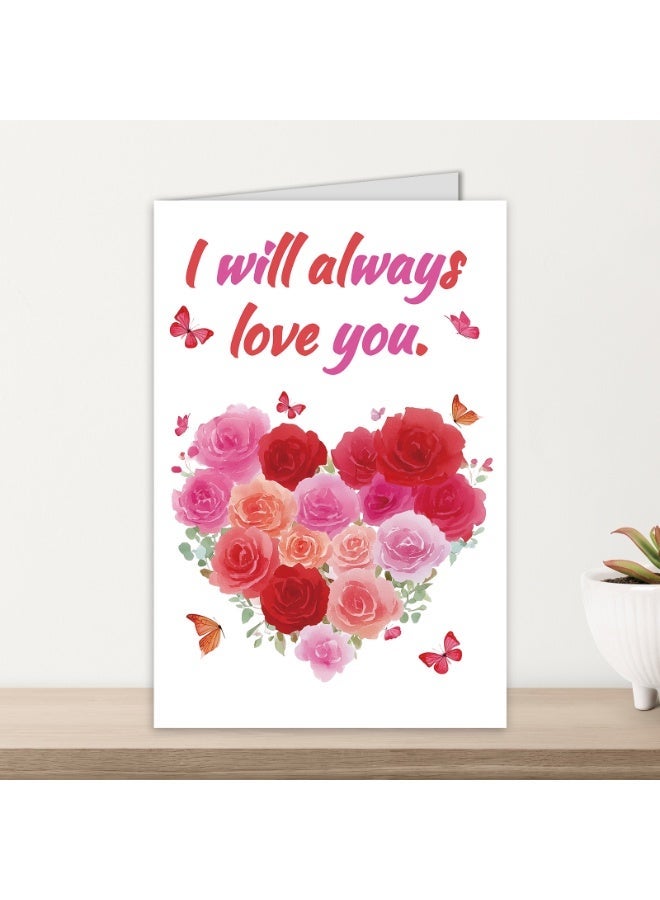 بطاقات تهنئة فارغة جميلة لعيد الحب والاستخدام اليومي -بطاقات "سوف أحبك دائما"، بطاقات عيد الحب، بطاقات الحب، بطاقات الشكر، بطاقات الذكرى السنوية، بطاقات الزفاف، بطاقات الرومانسية، بطاقات الحب، مناسبة للزوجات والأزواج والصديقات والأصدقاء -7"x4.7" (18"x12 سم) - Image 2
