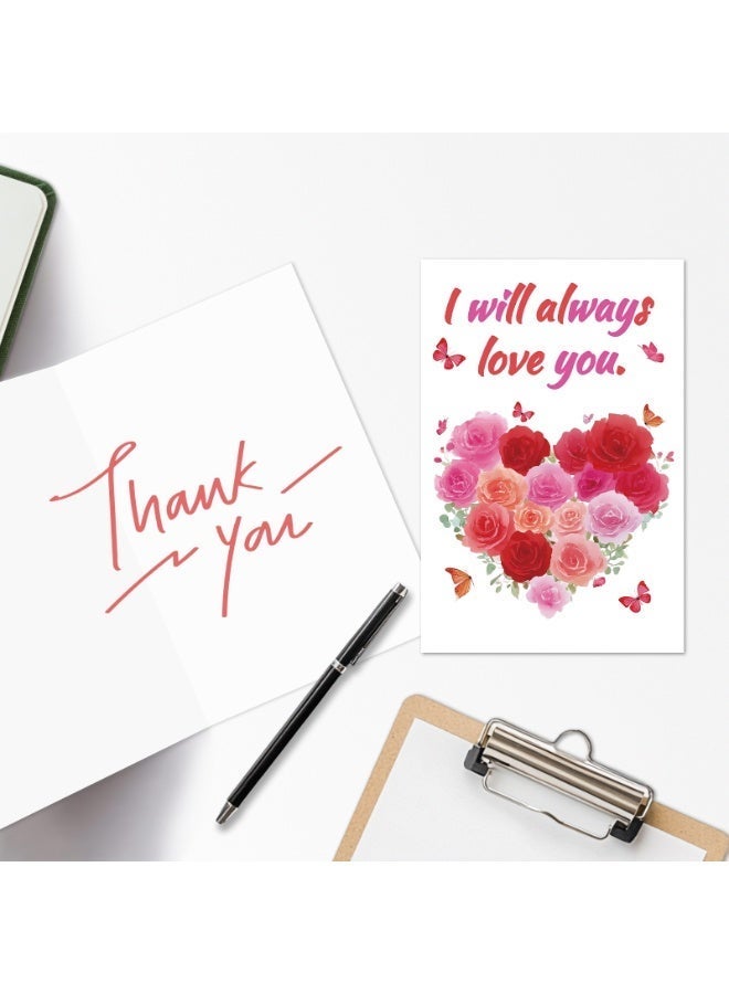 بطاقات تهنئة فارغة جميلة لعيد الحب والاستخدام اليومي -بطاقات "سوف أحبك دائما"، بطاقات عيد الحب، بطاقات الحب، بطاقات الشكر، بطاقات الذكرى السنوية، بطاقات الزفاف، بطاقات الرومانسية، بطاقات الحب، مناسبة للزوجات والأزواج والصديقات والأصدقاء -7"x4.7" (18"x12 سم) - Image 4