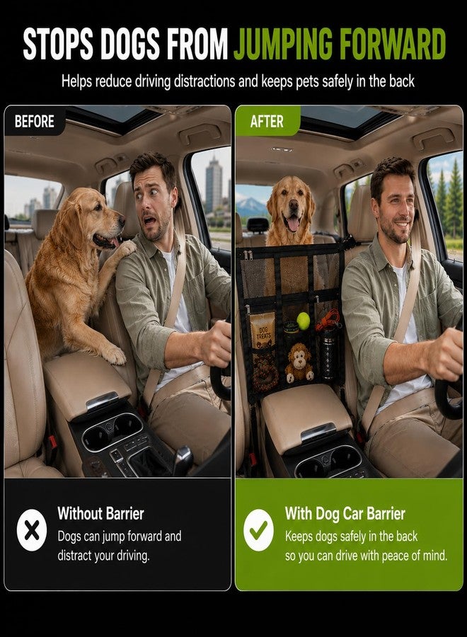 Yoiilifee Dog Car Barrier 2026 Upgrade, Double Layer Mesh Dog Net for Car Divider with Storage Organizer, Universal Fit for SUVs, Sedans & Trucks, Easy to Install & Breathable Vehicle Travel Fence - Image 2