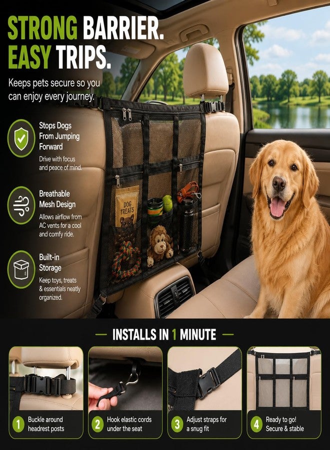 Yoiilifee Dog Car Barrier 2026 Upgrade, Double Layer Mesh Dog Net for Car Divider with Storage Organizer, Universal Fit for SUVs, Sedans & Trucks, Easy to Install & Breathable Vehicle Travel Fence - Image 4