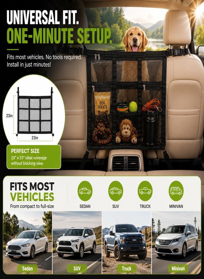Yoiilifee Dog Car Barrier 2026 Upgrade, Double Layer Mesh Dog Net for Car Divider with Storage Organizer, Universal Fit for SUVs, Sedans & Trucks, Easy to Install & Breathable Vehicle Travel Fence - Image 5