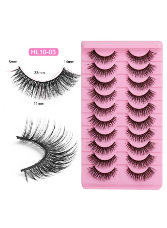 خاجول ١٠ أزواج رموش عيون القطبتصميم شريط خفي وأطوال متدرجة (١٤-٦ ملم)، تمنحكِ إطلالة طبيعية بكثافة مخملية. مثالية للاستخدام اليومي والمناسبات الخاصة. - Image 3