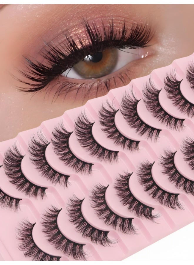 خاجول ١٠ أزواج رموش عيون القطبتصميم شريط خفي وأطوال متدرجة (١٤-٦ ملم)، تمنحكِ إطلالة طبيعية بكثافة مخملية. مثالية للاستخدام اليومي والمناسبات الخاصة. - Image 1