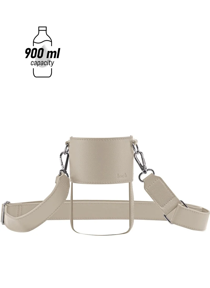 لوك Clay Beige Adjustable Vegan-Leather Loch Strap with Silver Detailing for 900/1200 ml Bottles