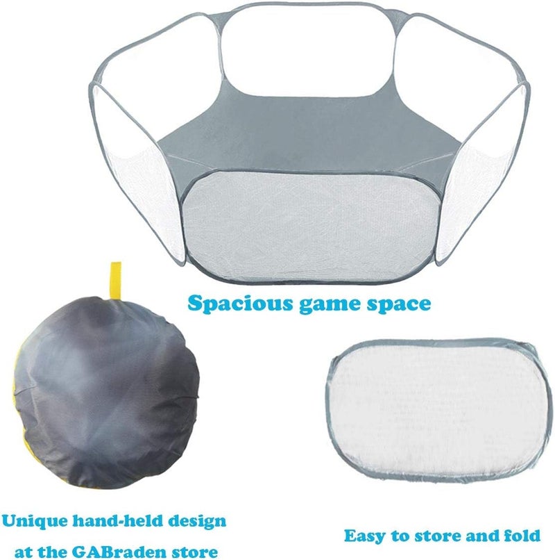GABraden Small Animals Tent,Reptiles Cage,Breathable Transparent Pet Playpen Pop Open Outdoor/Indoor Exercise Fence,Portable Yard Fence (Grey) - Image 2