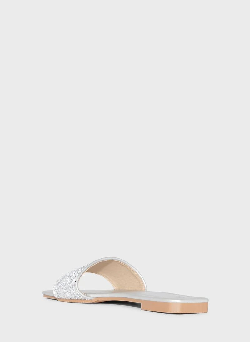 Ginger Glitter Strap Flat Sandals