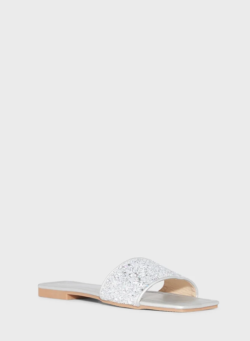 Ginger Glitter Strap Flat Sandals
