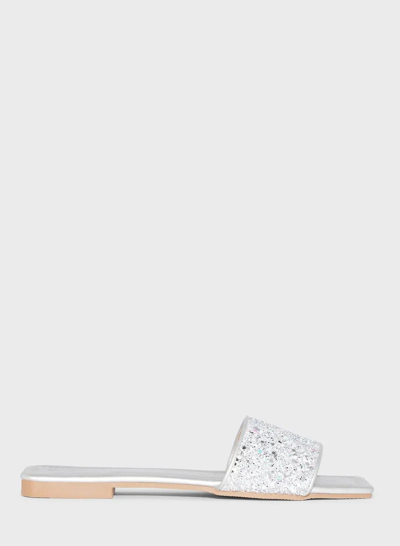 Ginger Glitter Strap Flat Sandals