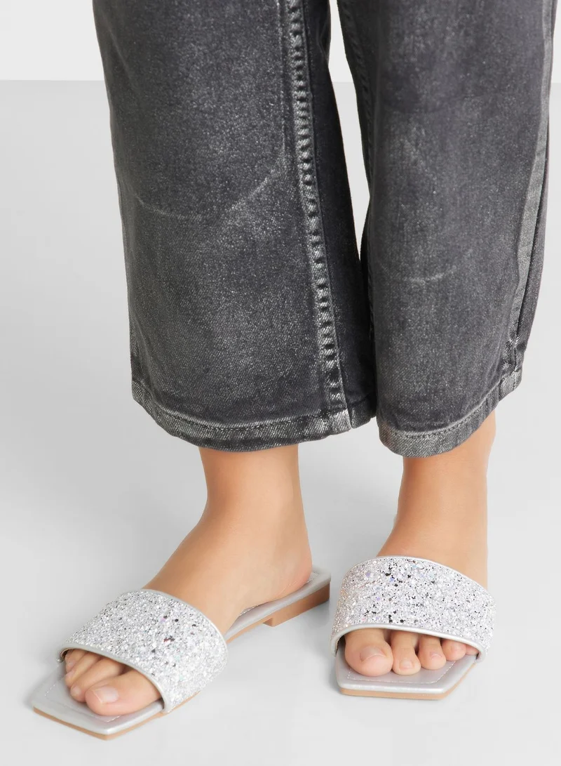 Ginger Glitter Strap Flat Sandals