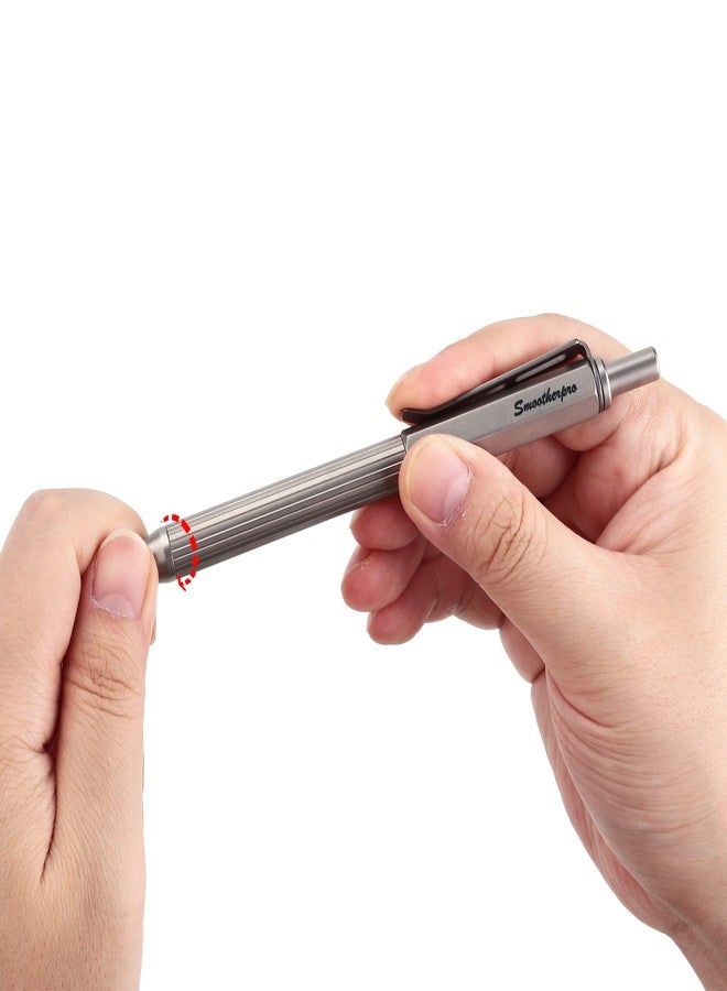 SMOOTHERPRO Titanium Click Push Retractable Gel Pen Machined Pen Sandblasted Lightweight Barrel for Holding Decent Click Ballpoint for Valentines Easter Christmas Birthday Signature Gift(PRG114) - Image 5