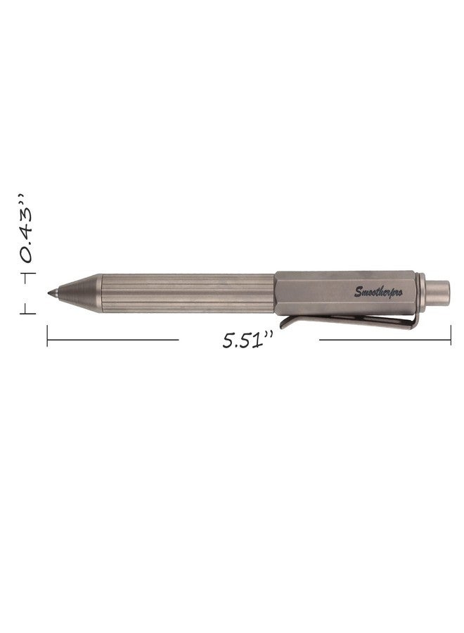 SMOOTHERPRO Titanium Click Push Retractable Gel Pen Machined Pen Sandblasted Lightweight Barrel for Holding Decent Click Ballpoint for Valentines Easter Christmas Birthday Signature Gift(PRG114) - Image 4