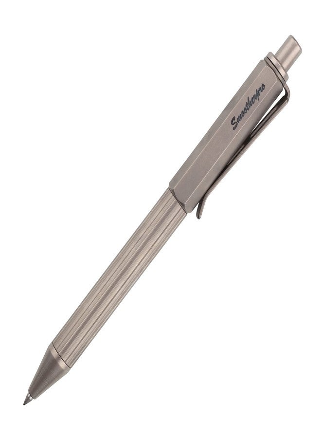 SMOOTHERPRO Titanium Click Push Retractable Gel Pen Machined Pen Sandblasted Lightweight Barrel for Holding Decent Click Ballpoint for Valentines Easter Christmas Birthday Signature Gift(PRG114) - Image 1