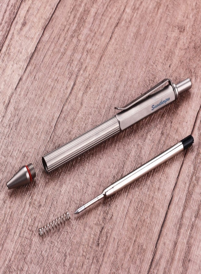 SMOOTHERPRO Titanium Click Push Retractable Gel Pen Machined Pen Sandblasted Lightweight Barrel for Holding Decent Click Ballpoint for Valentines Easter Christmas Birthday Signature Gift(PRG114) - Image 3