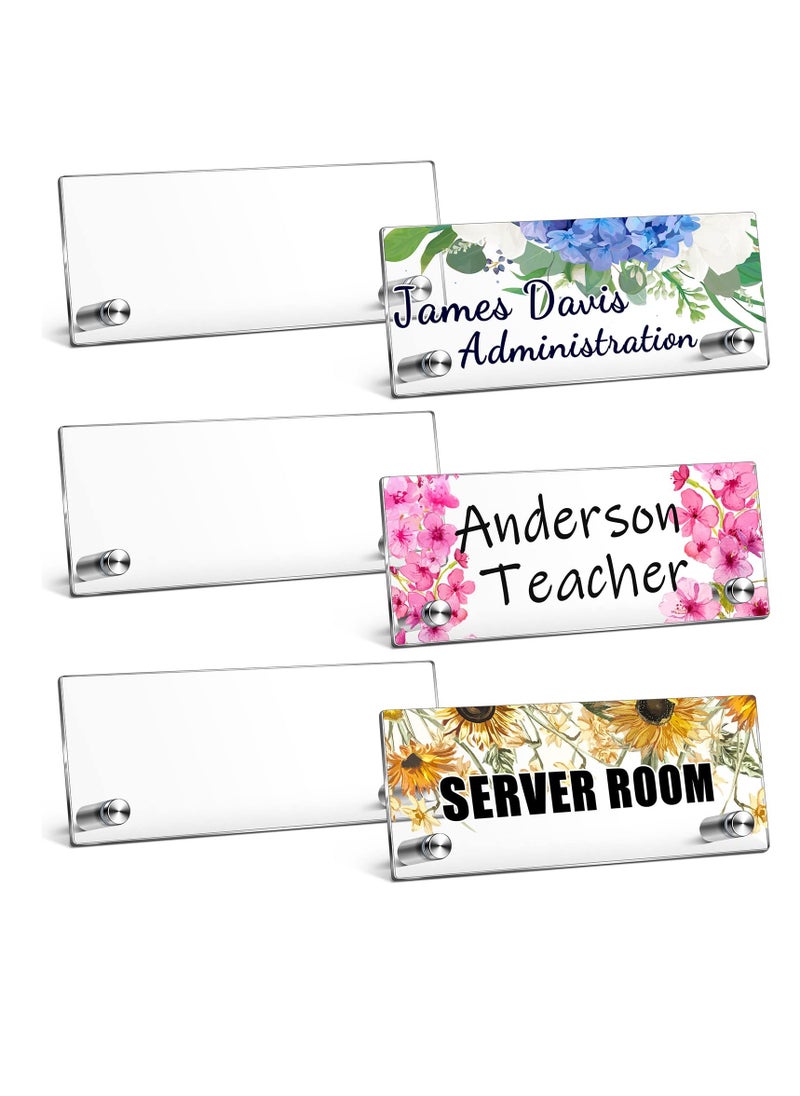 KASTWAVE 6-Pack Clear Acrylic Desk Name Plates with Stands - Customizable Perfect for Office Classroom Home, and Teacher Decor, Elegant Personalized Door or Wall Signage  - Image 1
