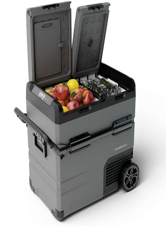 Powerology - 55L Smart Fridge & Freezer with Independent Dual Compartment, 15600mAh Li-ion Battery Up to 12H Battery Life, Low Energy Consumption, Heavy-Duty Handle, 20°C to 20°C Refrigeration Range - Image 1