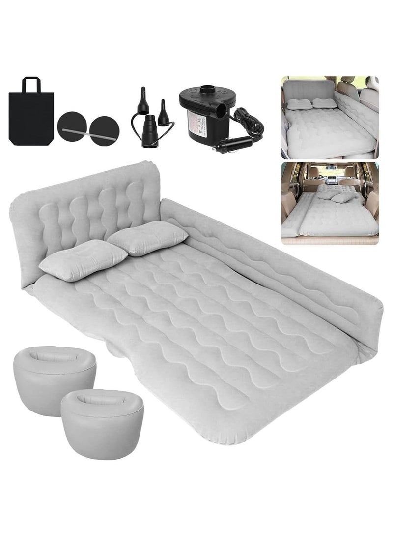 Bukela Car Air Mattress, Removable Grey Backseat Air Bed with Air-Pump, Portable Car Travel Couch with with Electric Air Pump and 2 Pillows for Travel, Hiking, Camping, Trip & Outdoor Activities - Image 1