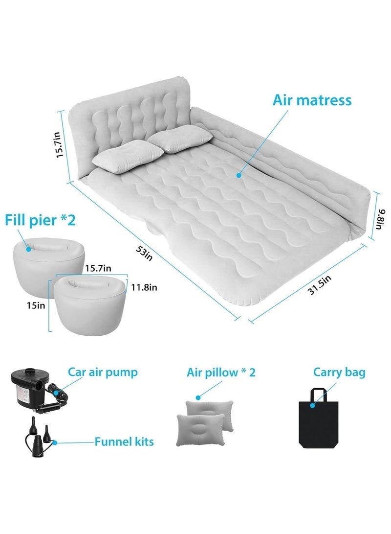 Bukela Car Air Mattress, Removable Grey Backseat Air Bed with Air-Pump, Portable Car Travel Couch with with Electric Air Pump and 2 Pillows for Travel, Hiking, Camping, Trip & Outdoor Activities - Image 4