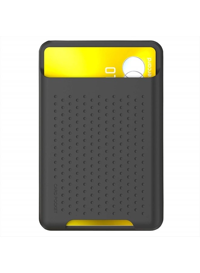 BIAJIYA Card Holder for Back of Phone for MagSafe Magnetic Silicone Wallet Compatible with iPhone 14/13/12/12 Pro/ 12 Mini/ 12 Pro Max Black  - Image 1