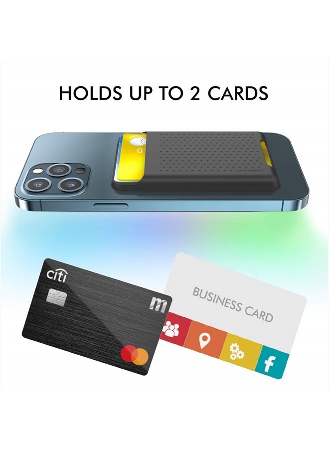 BIAJIYA Card Holder for Back of Phone for MagSafe Magnetic Silicone Wallet Compatible with iPhone 14/13/12/12 Pro/ 12 Mini/ 12 Pro Max Black  - Image 5