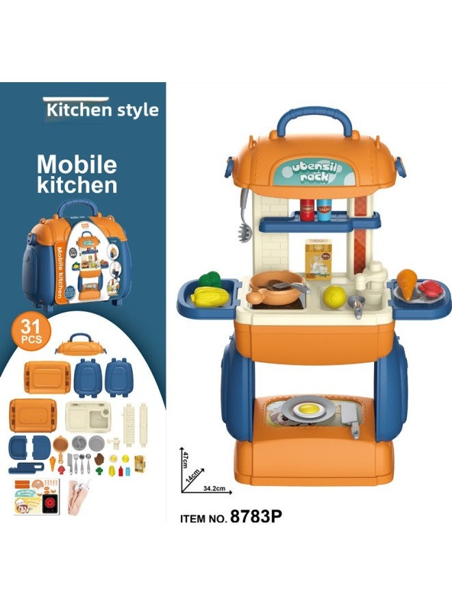 Children's Simulation Kitchen Tableware Suit Dressing Tools Supermarket Play House Crossbody Handbag Doctor Toy-Color:8783p Yellow Kitchen Bag 0.6kg  - Image 1