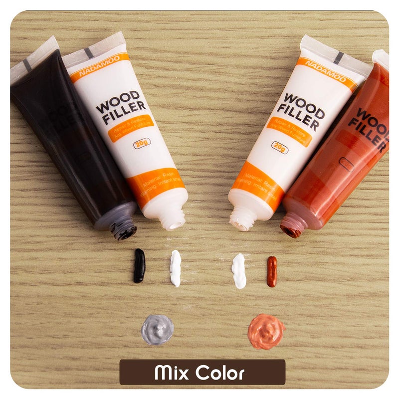 NADAMOO Wood Furniture Repair Kit Wood Filler Scratch Repair Furniture Touch Up Kit Cover Surface Scratch for Wooden Floor Table Door Cabinet Veneer, 12 Dark Color Kit Black White Gray Oak - Image 4