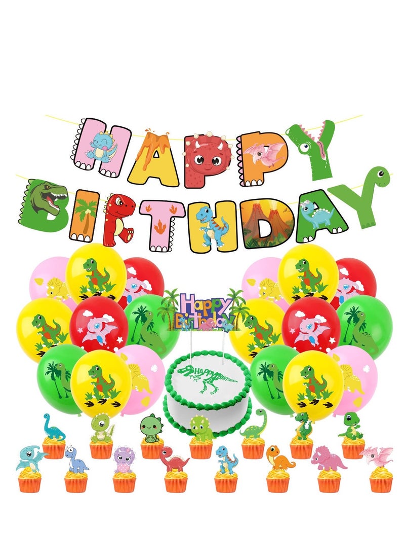 xppier 33 Pieces Dinosaur Theme Birthday Decorations for Children's Birthday Supplies  - Image 1