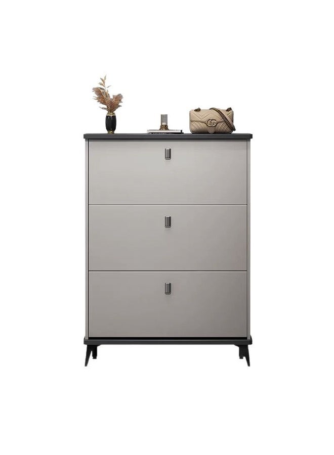 Modern 3-Tier Flip Door Shoe Cabinet with Top Shelf - Grey 60 x 17 x 117 cm - Image 4