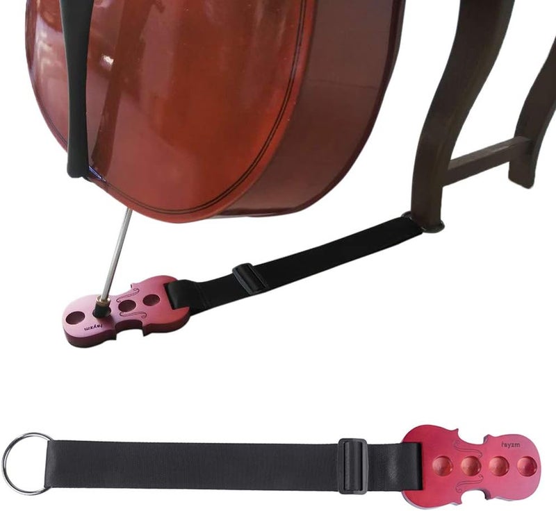 Rayzm Cello End-Pin Stopper, Solid Maple Wooden Anchor Bracket Floor Protector for Cello, Non-slip 4 Holes, Nylon Strap - Image 5