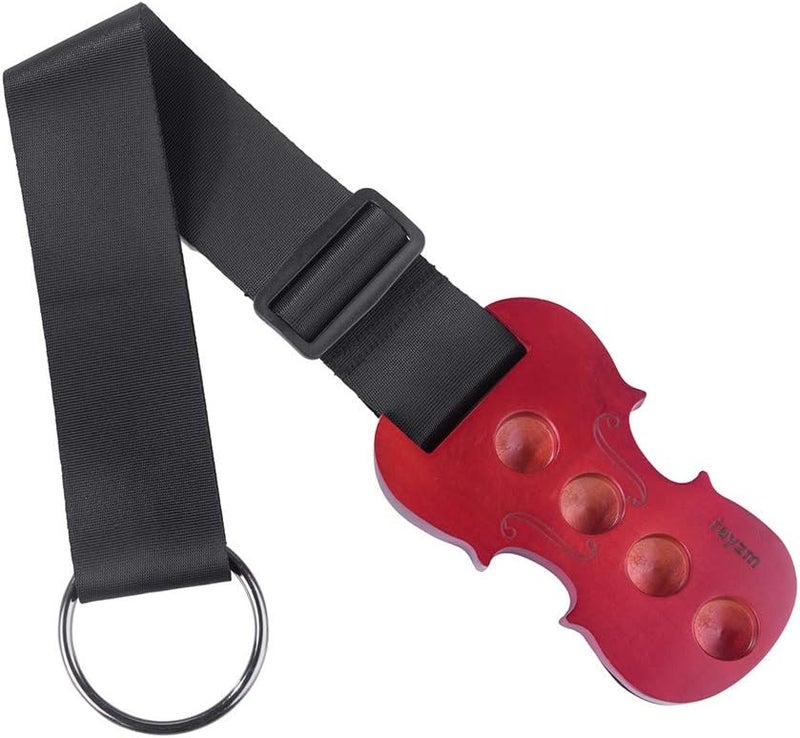 Rayzm Cello End-Pin Stopper, Solid Maple Wooden Anchor Bracket Floor Protector for Cello, Non-slip 4 Holes, Nylon Strap - Image 1