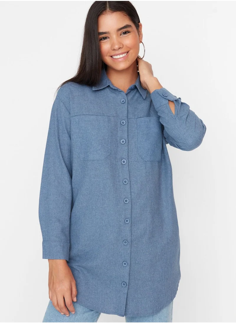 trendyol Button Down Pocket Detail Shirt