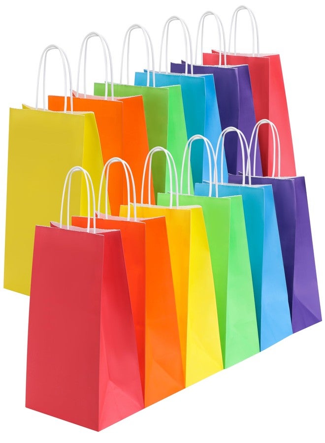 SUNCOLOR 24 Pack Rainbow Gift Bags with Handles – 8x4.5x10 Medium Bags for Shopping, Retail, DIY, Wedding, Party Favors & Special Occasions - Image 1