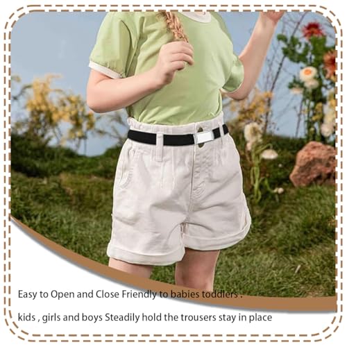 Zytiqt 2Pcs Kids Belt for Boys and Girls, Pack Elastic Children Belts, Adjustable Waistbands for Jeans and Pants, Comfortable School Belts for Kids 8-12 Years, Black and Beige - Image 5