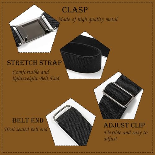 Zytiqt 2Pcs Kids Belt for Boys and Girls, Pack Elastic Children Belts, Adjustable Waistbands for Jeans and Pants, Comfortable School Belts for Kids 8-12 Years, Black and Beige - Image 4