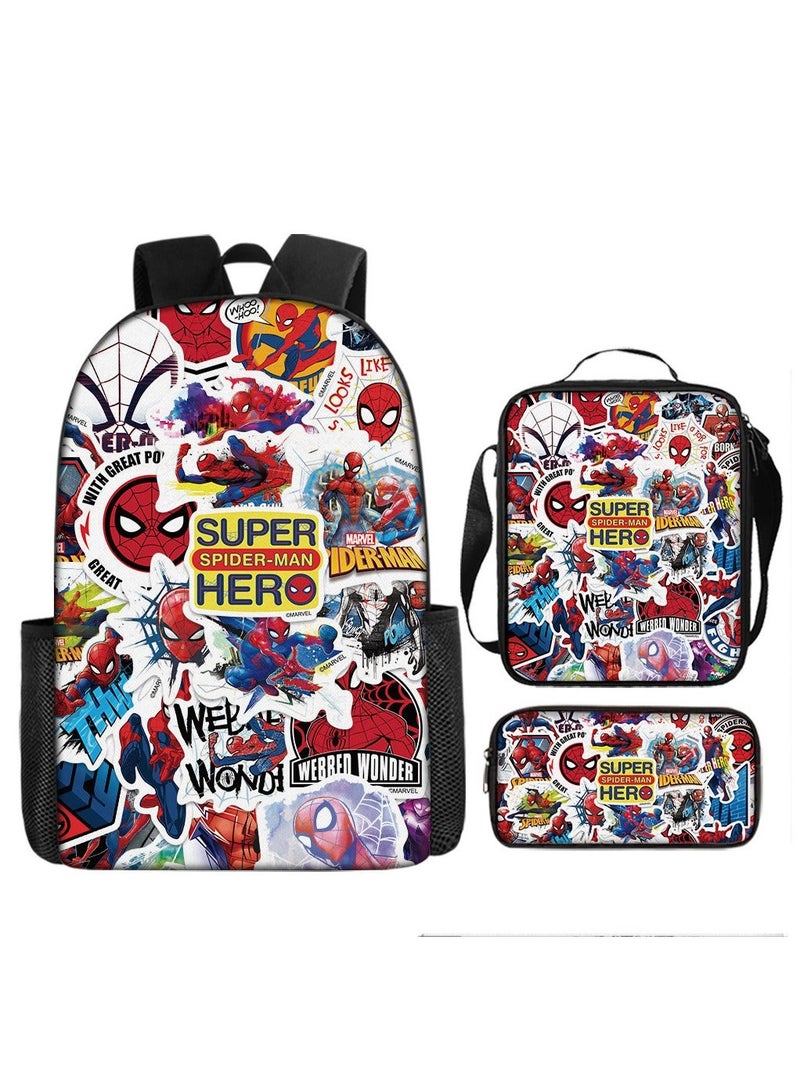 Spiderman Three-Piece Cartoon Backpack For Primary School Students 29*42*16cm