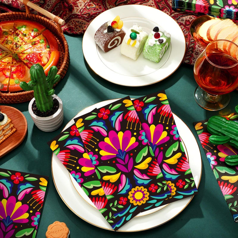 Tinlade Disposable Hand Napkins Guest Towels Disposable Bathroom Hand Napkins Guest Decorative Kitchen Towels for Party Dinners Wedding Bathroom(100 Pcs Novelty Flower) - Image 2