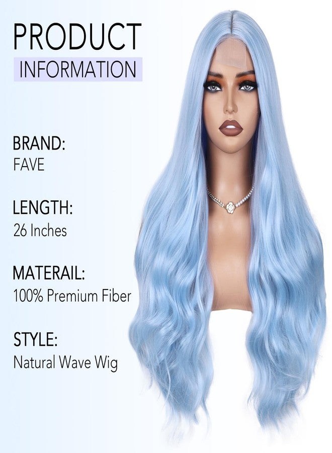 FAVE 26 Inches Light Blue Wig Long Wavy Blue Wig for Women Synthetic Blue Wig with 3D Full Wave Heat-Resistant Fiber Fashion Color for Cosplay&Daily Use（Mermaid Color） - Image 2