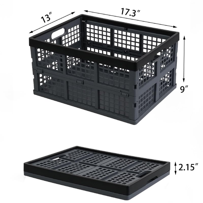 Hommp 3-Pack 34 L Plastic Collapsible Storage Crates, Large Stackable Folding Storage Crates - Image 2