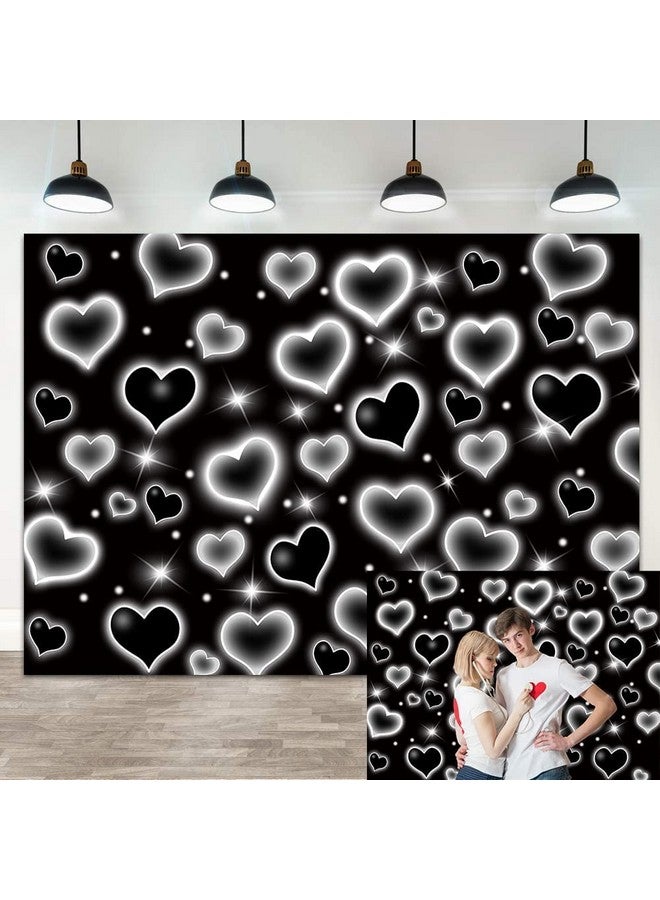 WANGRJ Black Heart Early 2000S Backdrop Love Heart 90S Old School Photography Background Sweet 16Th 18Th 21Th 30Th Women Men Happy Birthday Party Decoration 7X5Ft - Image 1