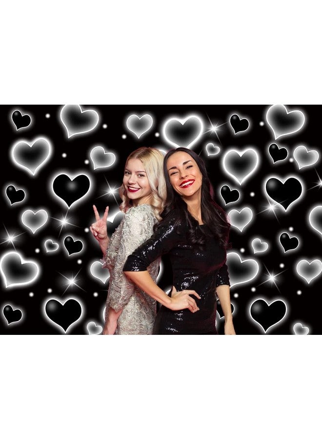 WANGRJ Black Heart Early 2000S Backdrop Love Heart 90S Old School Photography Background Sweet 16Th 18Th 21Th 30Th Women Men Happy Birthday Party Decoration 7X5Ft - Image 4