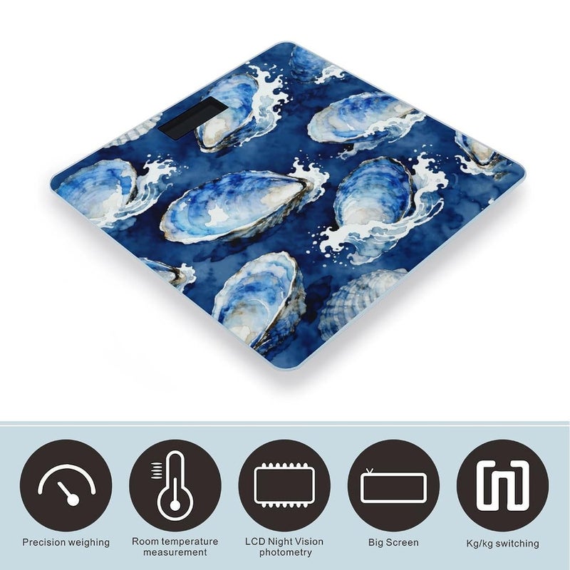Blue Abalone Mollusk Shell Patten Weight Scale Household High Precision Digital Body Scale Cute Compact Slim Bathroom Scale Sleek Modern Personal Body Weighing Machine For Bedroom Kitchen And Bathroom - Image 3