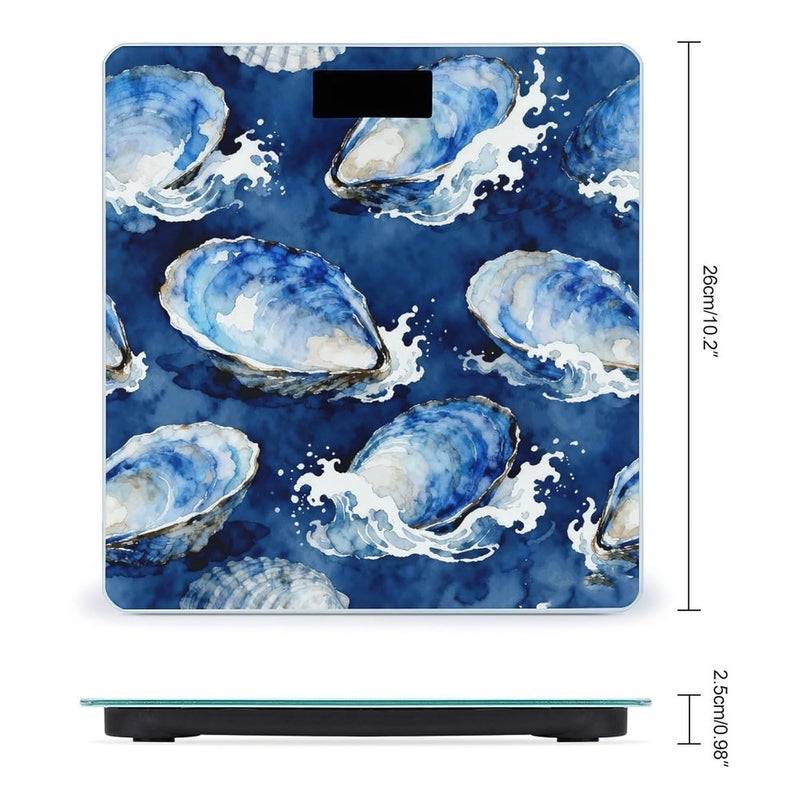Blue Abalone Mollusk Shell Patten Weight Scale Household High Precision Digital Body Scale Cute Compact Slim Bathroom Scale Sleek Modern Personal Body Weighing Machine For Bedroom Kitchen And Bathroom - Image 2