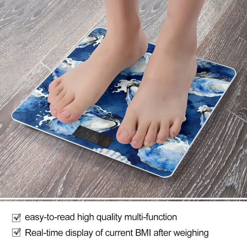 Blue Abalone Mollusk Shell Patten Weight Scale Household High Precision Digital Body Scale Cute Compact Slim Bathroom Scale Sleek Modern Personal Body Weighing Machine For Bedroom Kitchen And Bathroom - Image 5