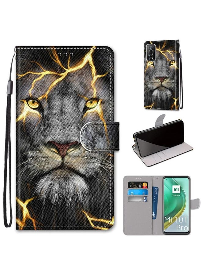 HuHa Case Cover For Xiaomi Mi 10T 5G / 10T Pro 5G / Redmi K30s Coloured Drawing Cross Texture Horizontal Flip PU Leather Case with Holder & Card Slots & Wallet & Lanyard Fission Lion 