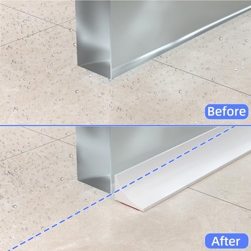 KAYLEINSTER 78 Inch Shower Threshold Water Dam Barrier, Silicone Sink Splash Guard for Kitchen Bathroom, Frameless Door Bottom Stopper, Corner Guard for Bathtub (Transparent) - Image 2